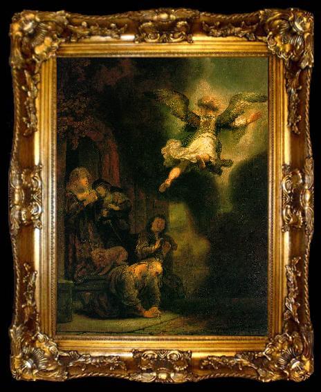 framed  REMBRANDT Harmenszoon van Rijn The Archangel Leaving the Family of Tobias, ta009-2